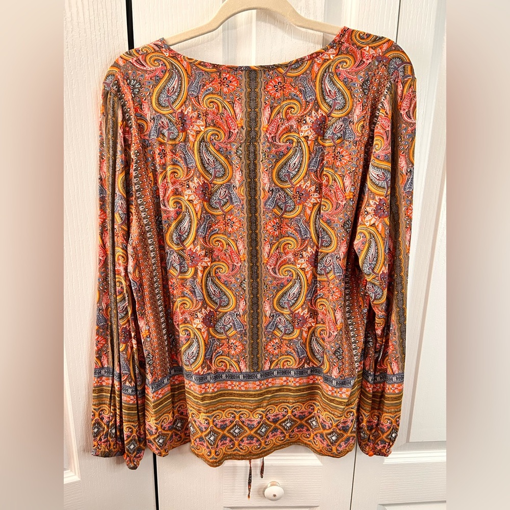 Crosby Women’s Multicolor Paisley Peasant Lightweight Hook and Eye Blouse M - Picture 6 of 6